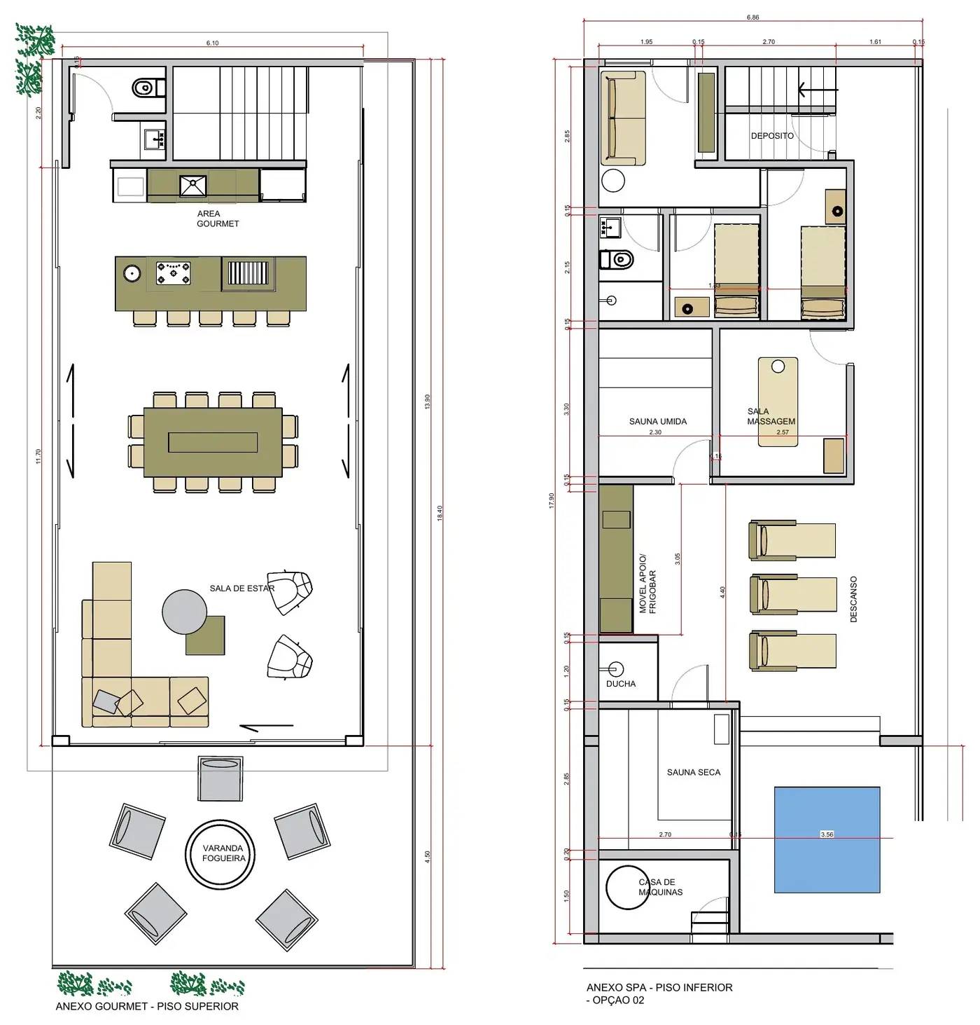 Planta do anexo — gourmet e spa